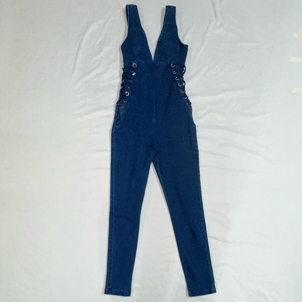 Iris Navy Blue Sleeveless Jumpsuit with Slim Fit